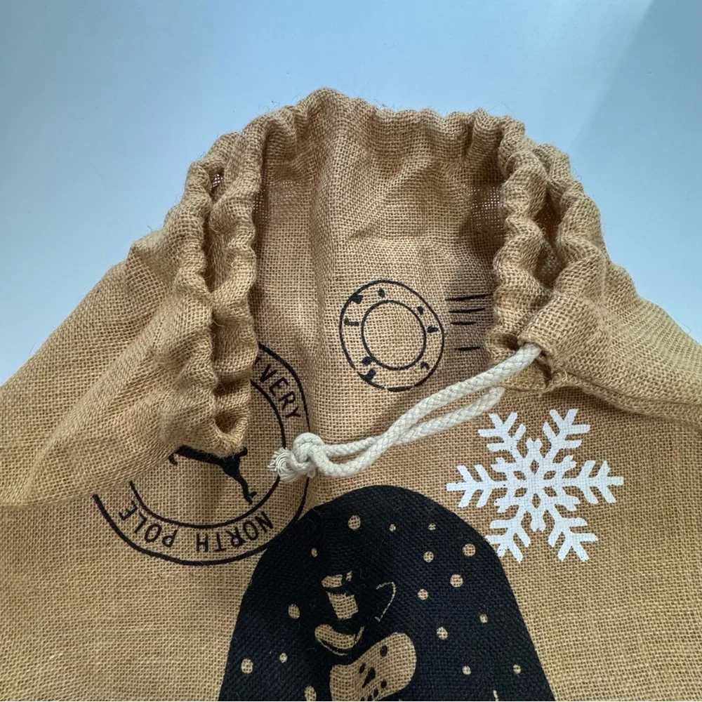 XL Burlap Style Christmas Santa Sack Snowman Special Delivery Gift Bag 33x24